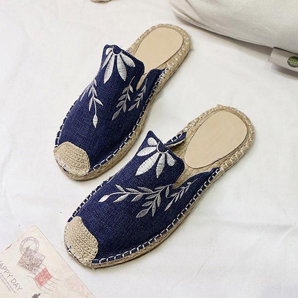 Fashion Embroidered Espadrille Flat Slippers NewGew