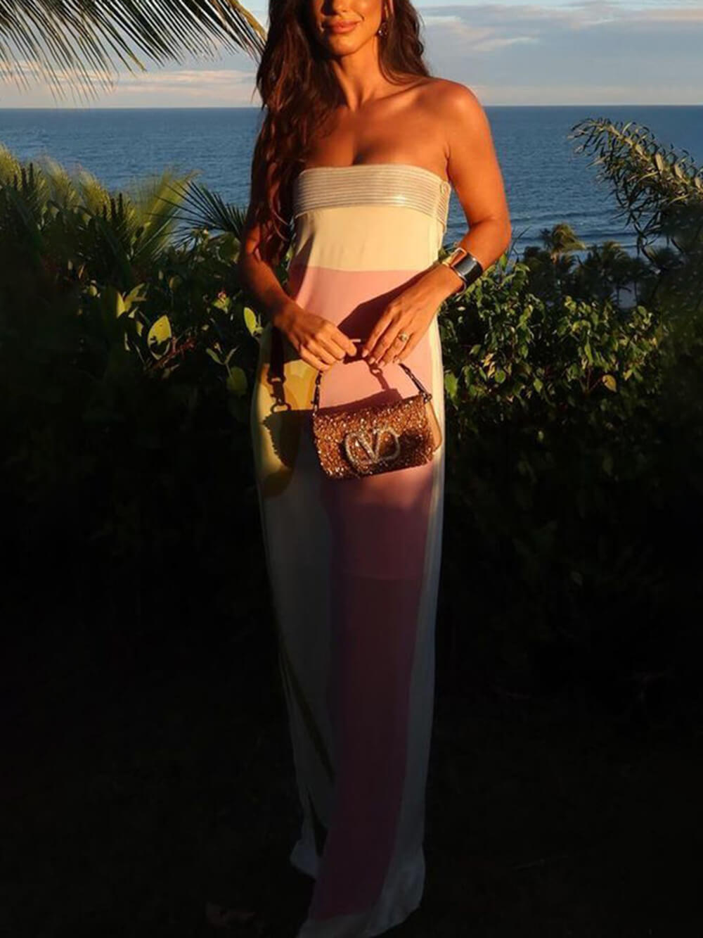 Summer Chest-Wrapped Printed Floor-Length Maxi Dress Newgew Dresses