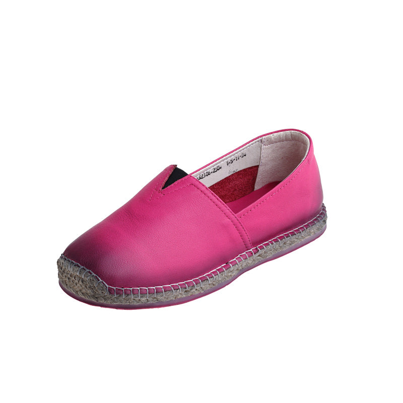 Women Retro Elastic Slip-on Leather Casual Flats Newgew Shoes