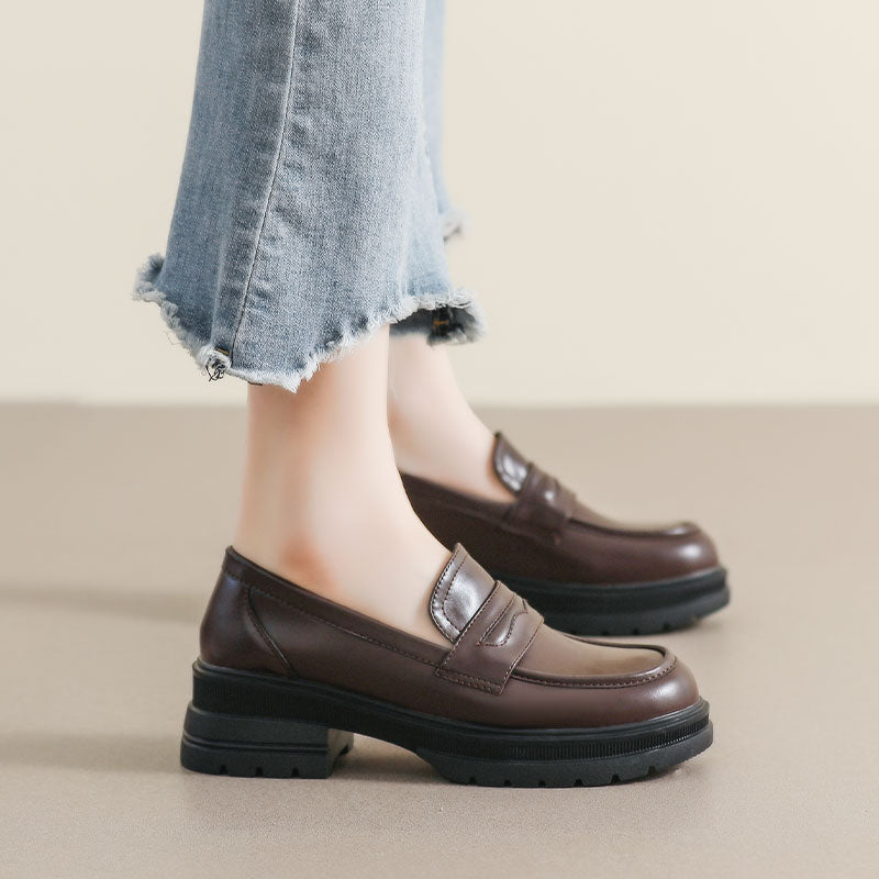 Women Retro Minimalist Soft Thick Soled Loafers Newgew Shoes