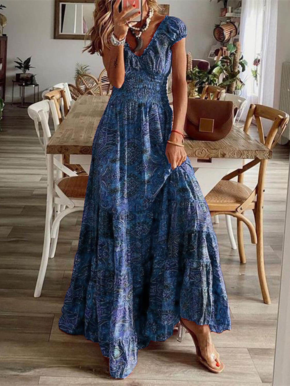 Bohemian Waisted Floral Print Dress Newgew Dresses