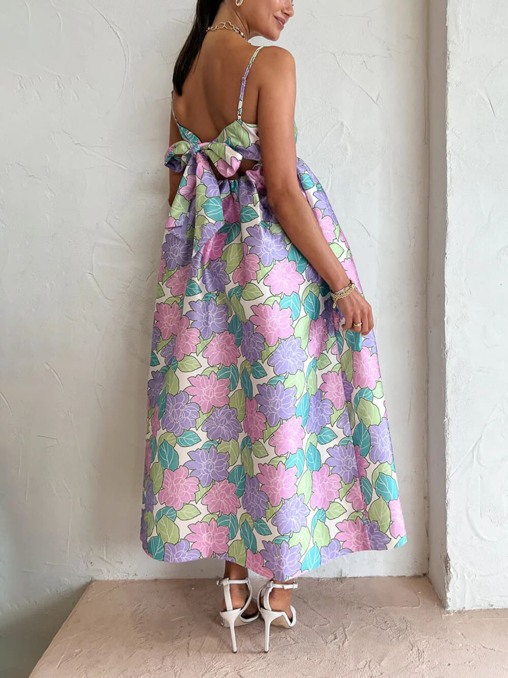Beautiful Temperament Printed Strapless Backless Swing Dress Newgew Dresses