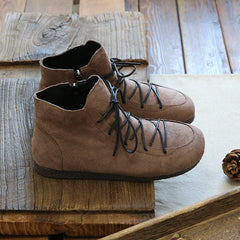 Women Retro Solid Suede Casual Flat Boots Newgew Shoes