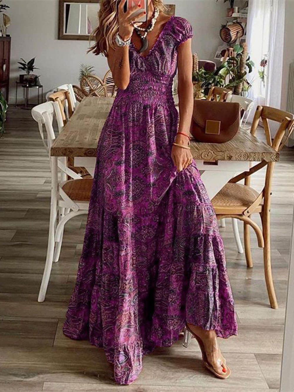 Bohemian Waisted Floral Print Dress Newgew Dresses