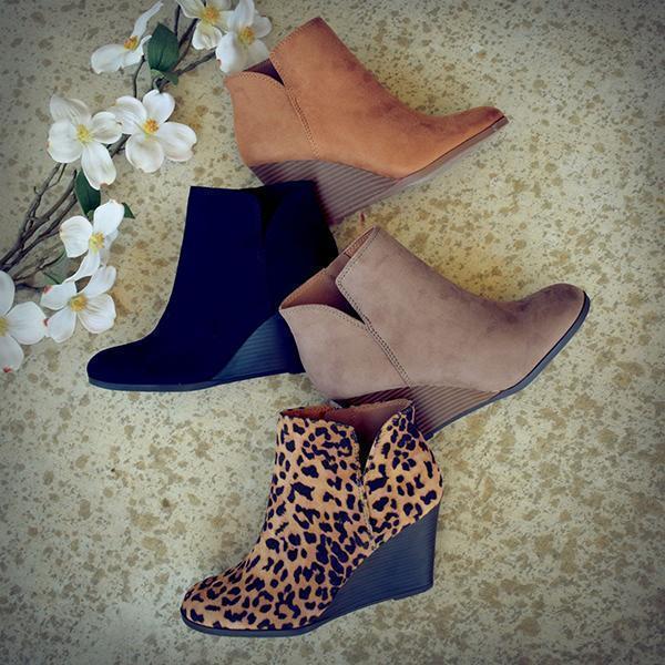 Side Slit Wedge Booties NewGew