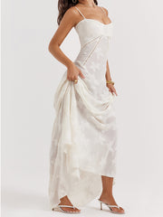 Vintage Cream Floral Lace Back Maxi Dress Newgew Dresses