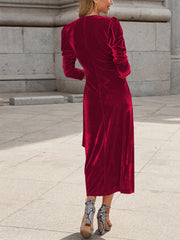 French Elegance Velvet Midi Dress Newgew Dresses