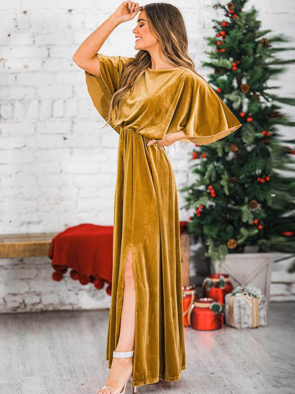 Velvet High Slit Maxi Dress Newgew Dresses