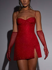 Pixie Mini Dress - Red Sparkle Newgew Dresses