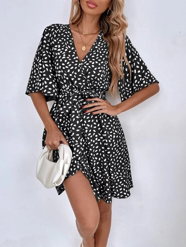 V-neck Waist Fashion Versatile Boho Dress Newgew Dresses