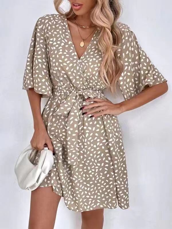 V-neck Waist Fashion Versatile Boho Dress Newgew Dresses