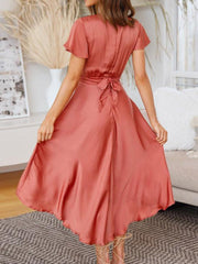 Sage Satin  Maxi Wrap Dress: Twist-Front Cutout Newgew Dresses