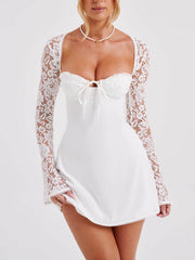 Lace Panel Mini Dress Newgew Dresses
