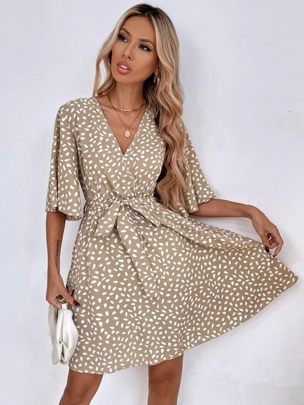 V-neck Waist Fashion Versatile Boho Dress Newgew Dresses