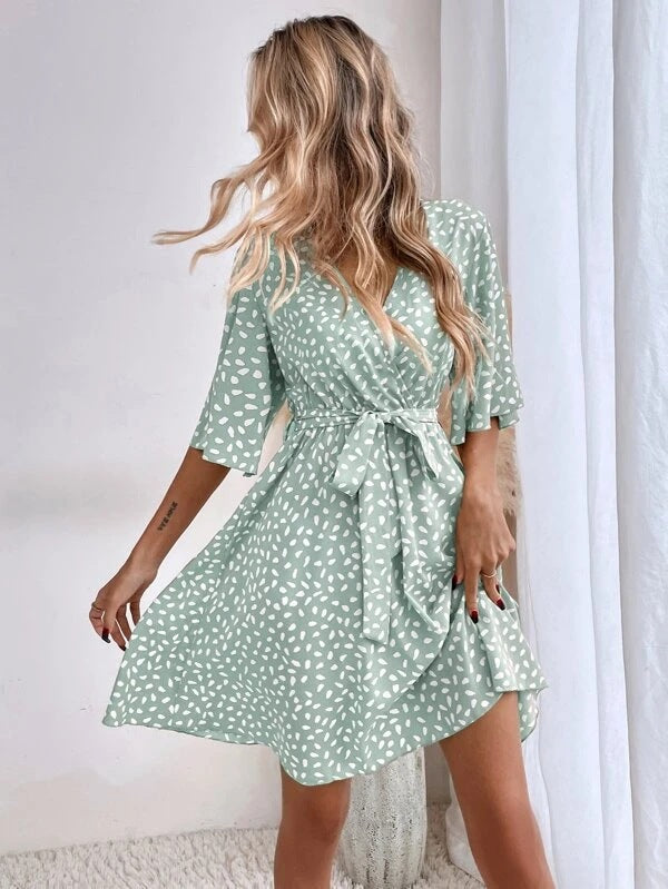 V-neck Waist Fashion Versatile Boho Dress Newgew Dresses