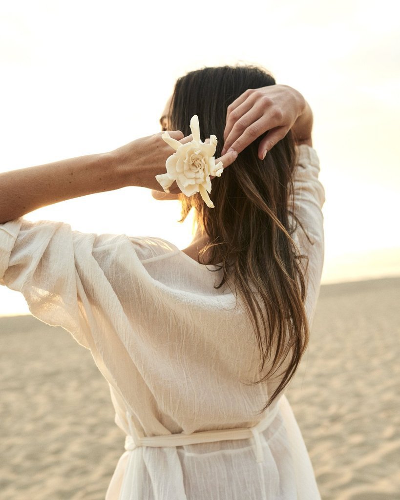 Barefoot Dreams: Beach Sun Protection Cover-Up In Pearl Newgew Dresses