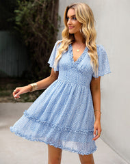 V-neck Polka Dot Chiffon Cake Dress Newgew Dresses