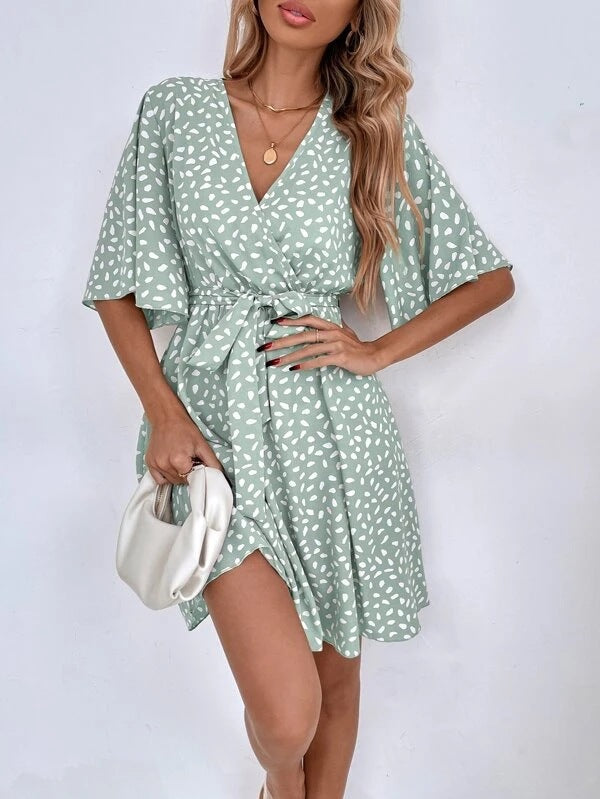 V-neck Waist Fashion Versatile Boho Dress Newgew Dresses