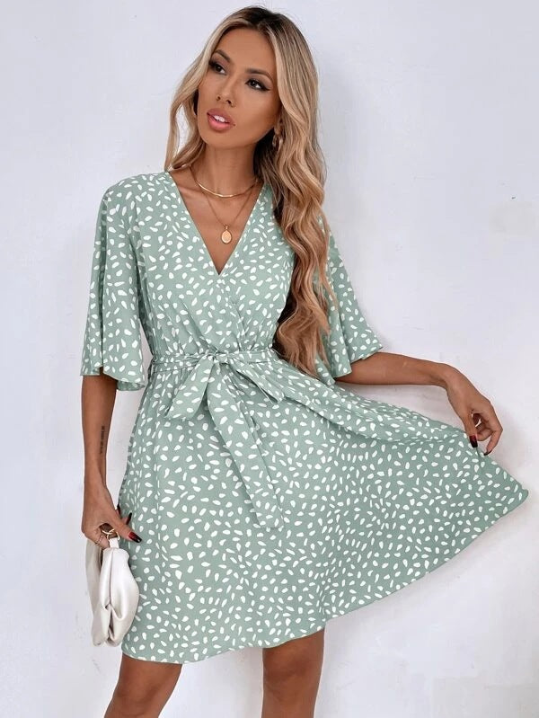 V-neck Waist Fashion Versatile Boho Dress Newgew Dresses
