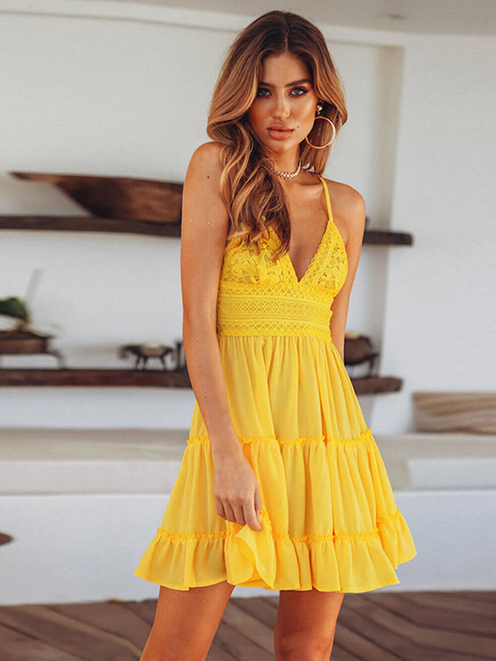 European and American lace strap mini dress Newgew Dresses