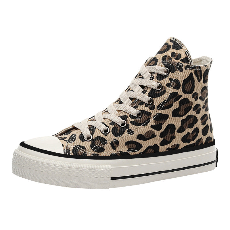 Attractive Women's Spring Leopard Print Korean Canvas Shoes Newgew