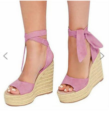 Lace up Espadrille Heel Platform Wedges Ankle Strap Sandals Pairmore