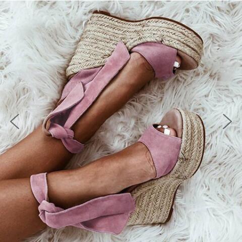 Lace up Espadrille Heel Platform Wedges Ankle Strap Sandals Pairmore