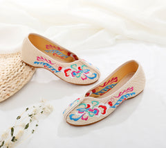 Ethnic Style Embroidered Pumps Linen Height Canvas Shoes Newgew