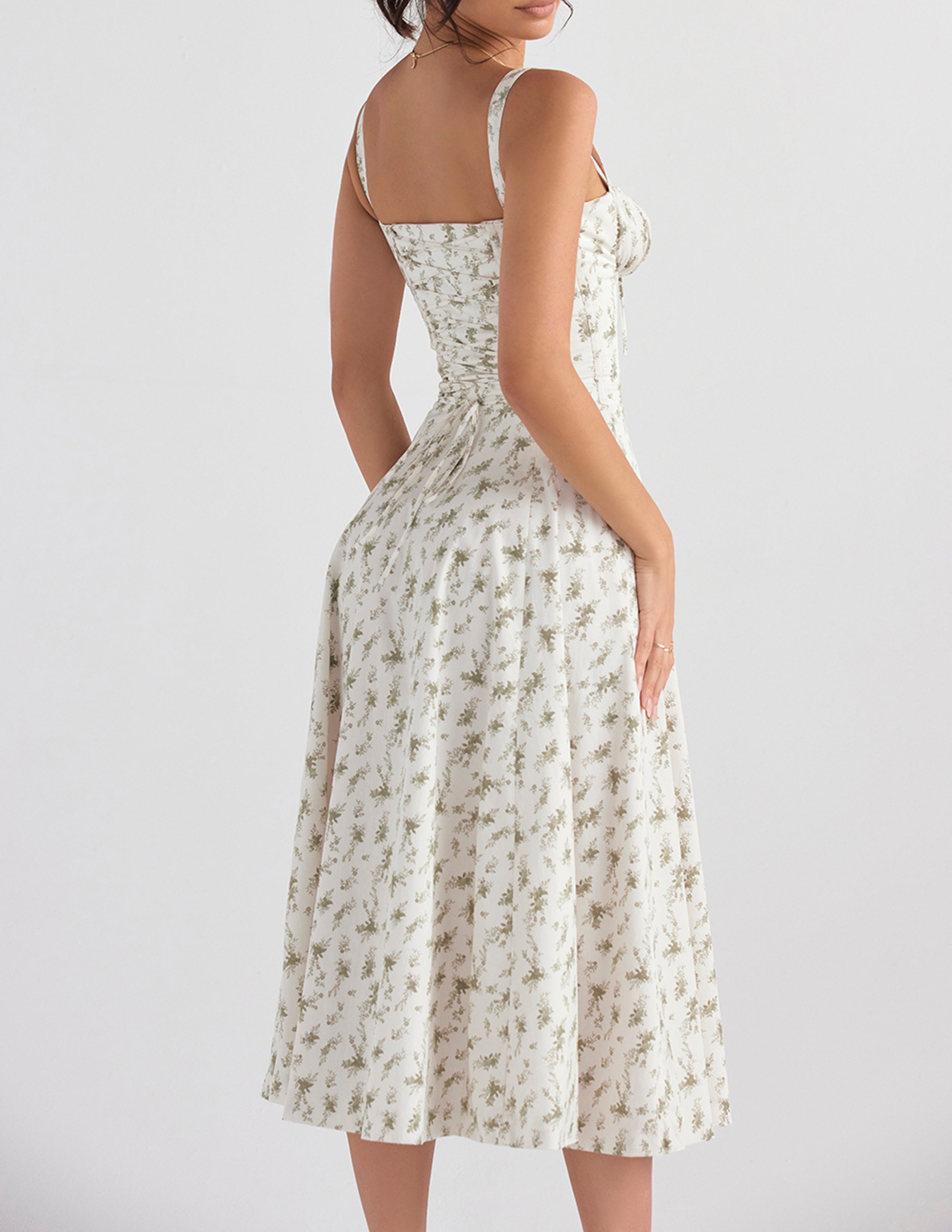 Rose Print Herringbone Slip Dress Newgew Dresses