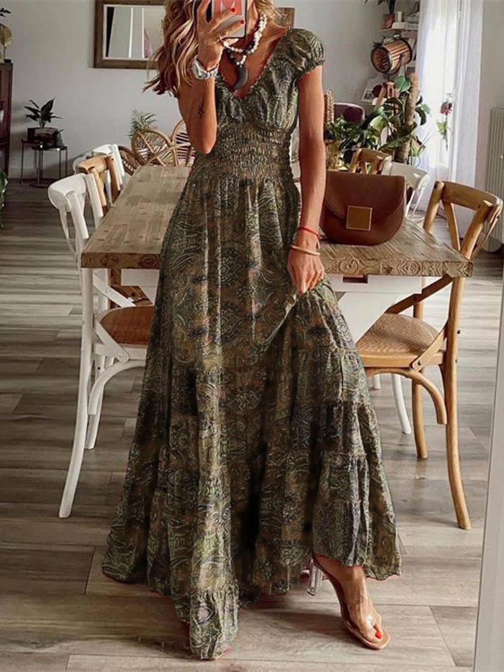 Bohemian Waisted Floral Print Dress Newgew Dresses