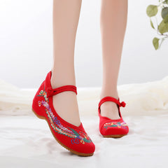 Women's Phoenix Embroidered Ethnic Style Ancient Height Canvas Shoes Newgew