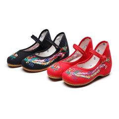 Women's Phoenix Embroidered Ethnic Style Ancient Height Canvas Shoes Newgew