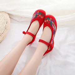 Women's Phoenix Embroidered Ethnic Style Ancient Height Canvas Shoes Newgew
