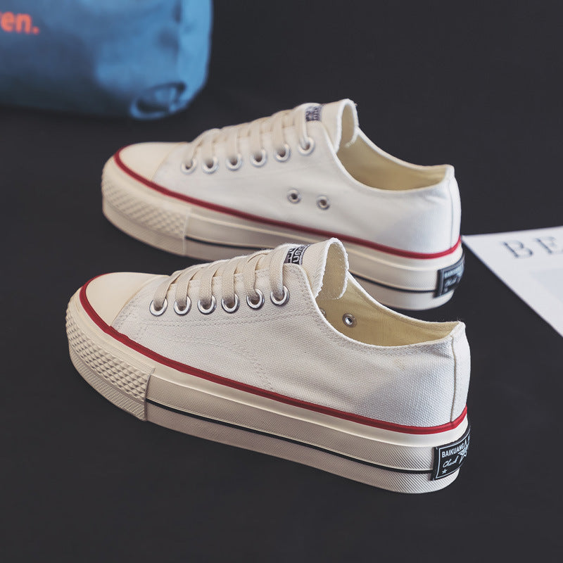 Women's Height Increasing Replica Korean Style Versatile Canvas Shoes Newgew