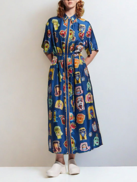 Unique Graffiti Fun Print Midi Dress Newgew Dresses