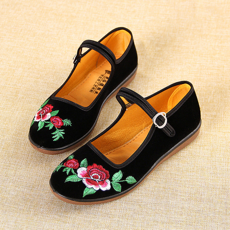 Women's Flat Black Soft Bottom Dance Hotel Canvas Shoes Newgew