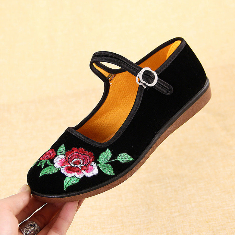 Women's Flat Black Soft Bottom Dance Hotel Canvas Shoes Newgew