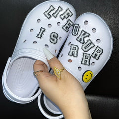 Casual Living Hollowed Out Letter Round Comfortable Shoes NewGew