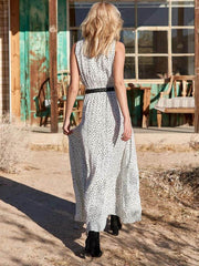Bohemian V-Neck Sleeveless Polka-Dot Maxi Dress Newgew Dresses