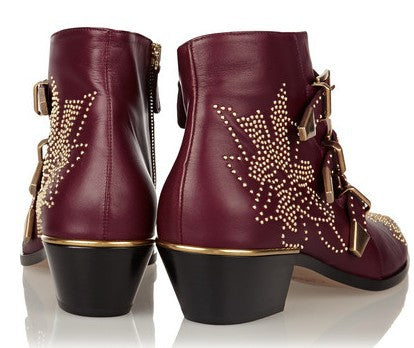 Rivets Velvet Ankle Boots Newgew