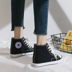 Women's Elevated Korean Versatile Cloth Black Board Canvas Shoes Newgew