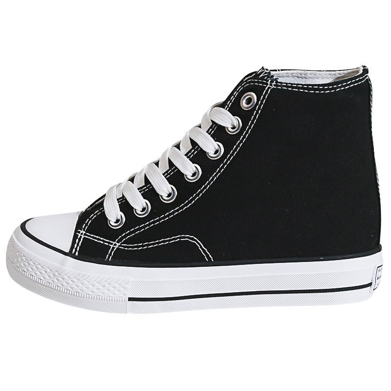 Women's Elevated Korean Versatile Cloth Black Board Canvas Shoes Newgew