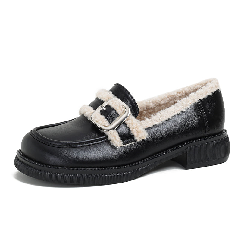 Women Retro Warm Furred Casual Loafers Newgew Shoes