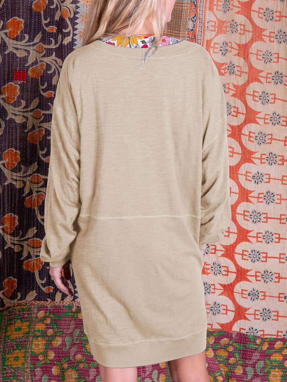 Color Block V Neck Casual Mini Dress Newgew Dresses