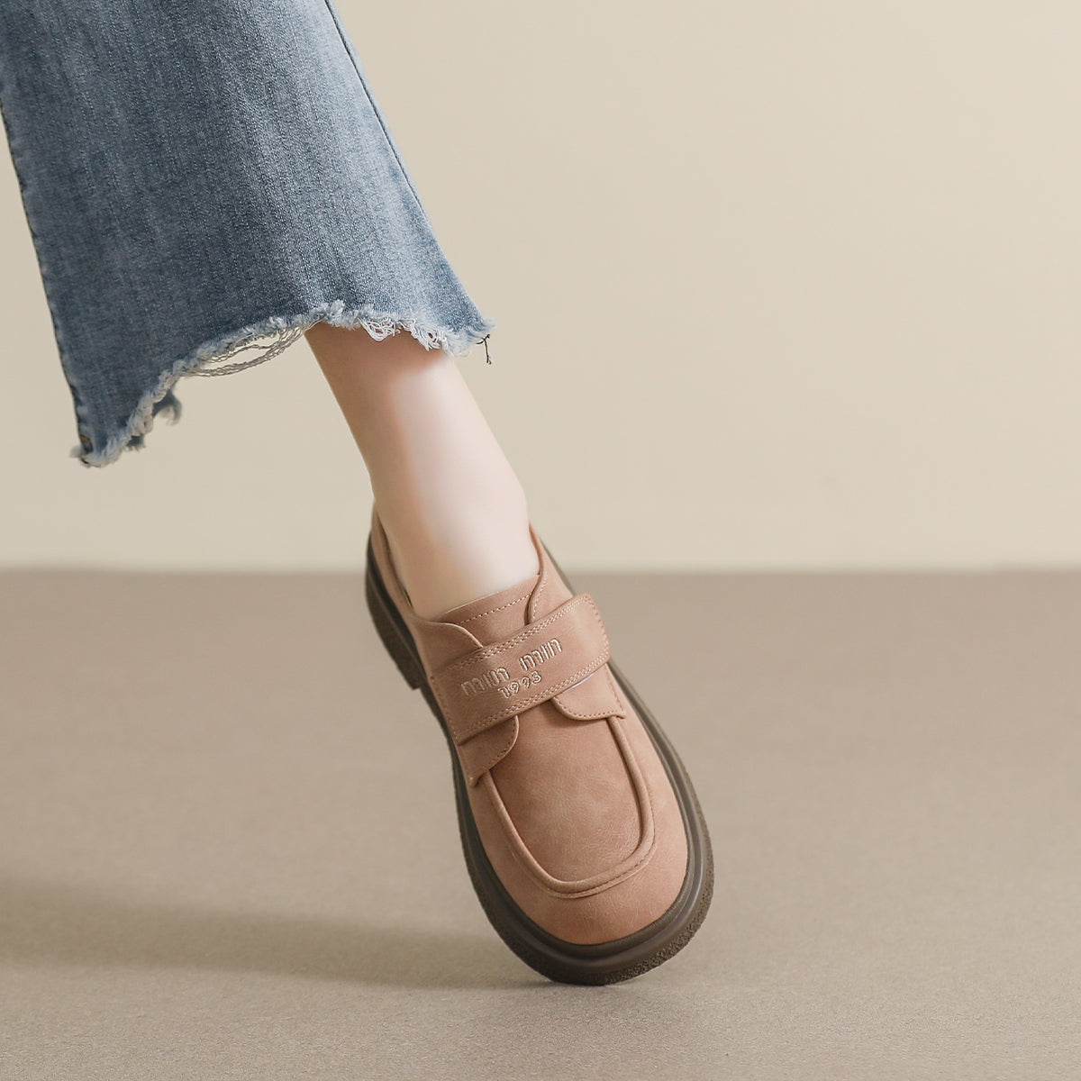Women Retro Suede Minimalist Velcro Tape Casual Shoes Newgew Shoes