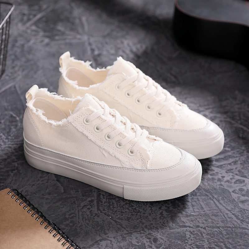 Beautiful Charming Women's White Flat Korean Canvas Shoes Newgew