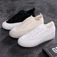 Beautiful Charming Women's White Flat Korean Canvas Shoes Newgew