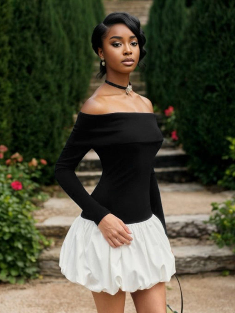Off-the-shoulder Petal Hem Dress Newgew Dresses