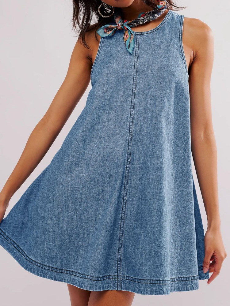 Sunset Stroll Denim Mini Dress Newgew Dresses