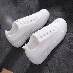 Beautiful Charming Women's White Flat Korean Canvas Shoes Newgew